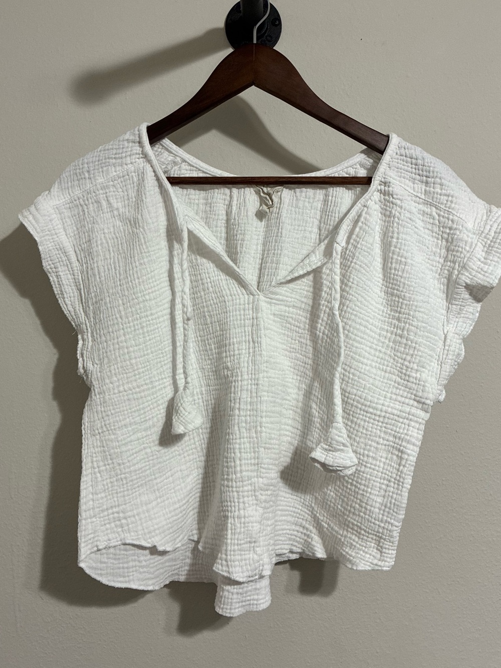 Joie White Cotton Gauze Peasant Top XS Boho Cottagecore